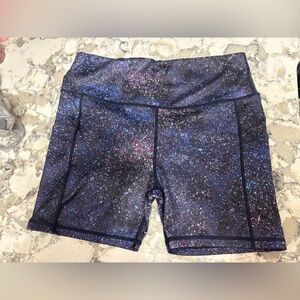 Galaxy Print Athletic Shorts - Navy Multicolor
